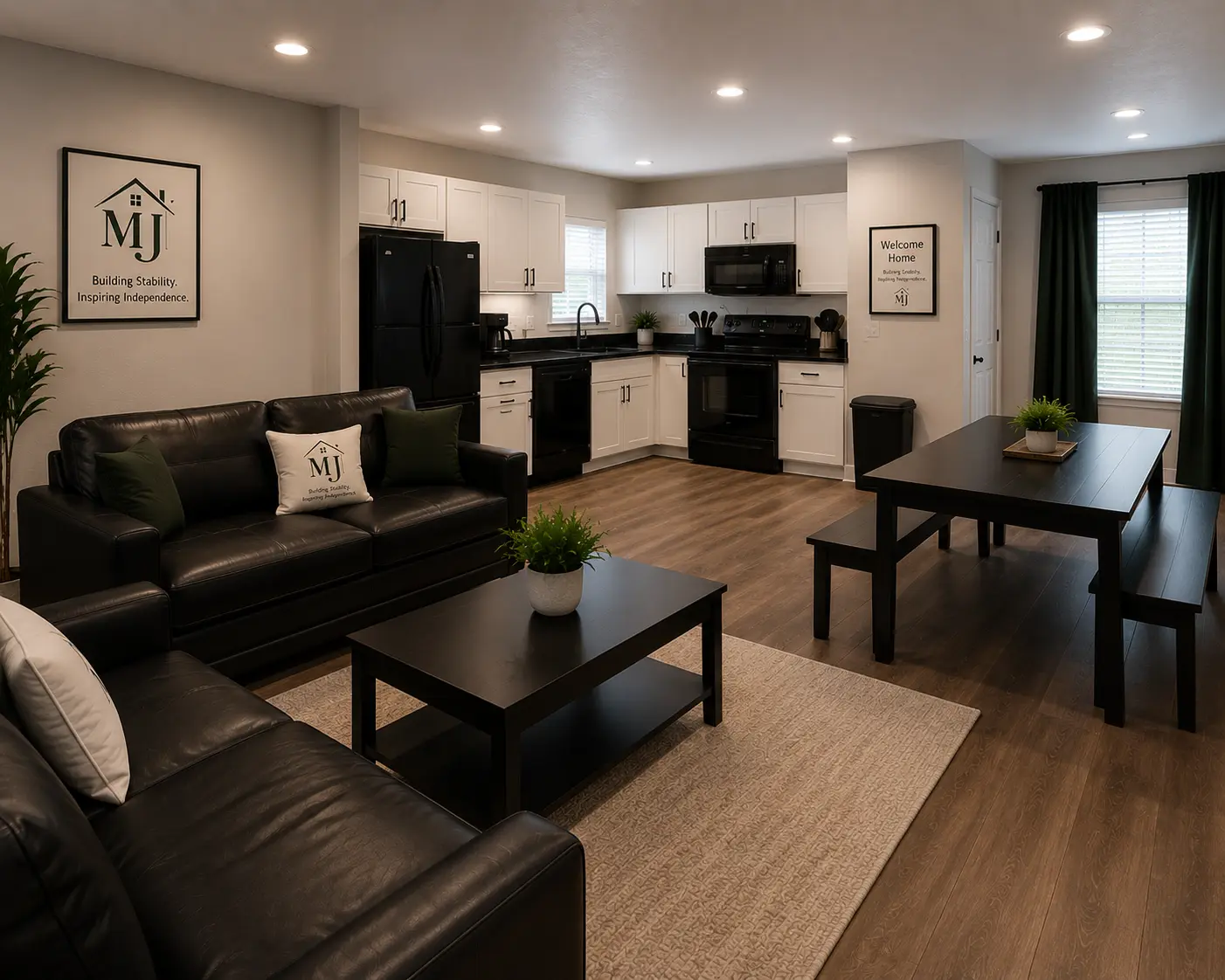 Residents relaxing in a comfortable shared home